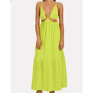 Jonathan Simkhai Calliope Cut out Dress Neon Yellow M Resort Wear Vacation